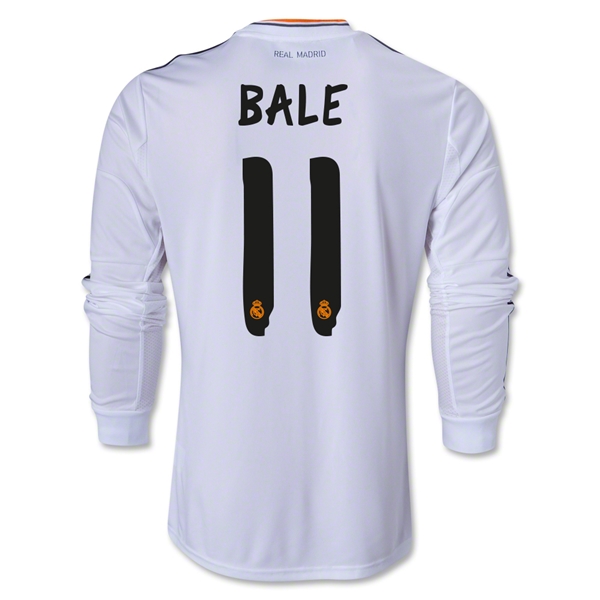 13-14 Real Madrid #11 BALE Home Long Sleeve Jersey Shirt - Click Image to Close